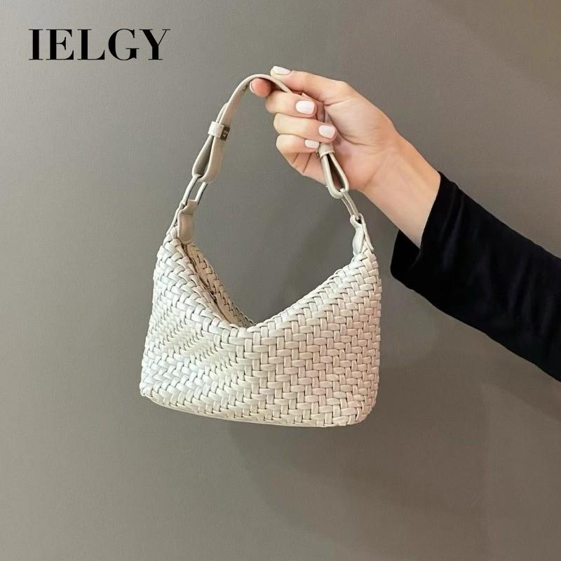 IELGY Ladies Handbag Simple Solid Color Commuter All-Match Woven Large Capacity