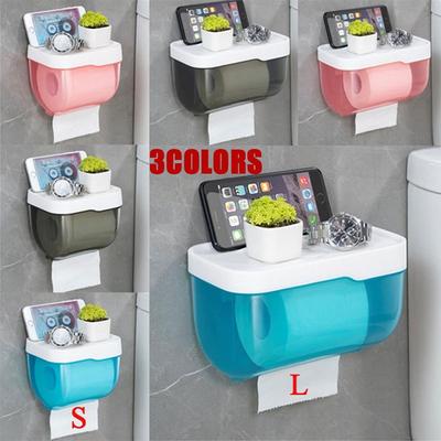 Porte-serviettes en papier toilette mural, salle de bain, porte-papier hygiénique en plastique avec étagère de rangement, boîte de rangement en papier