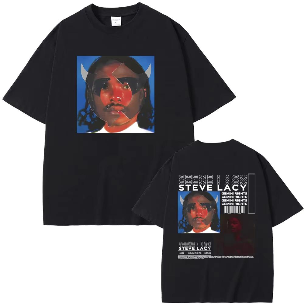 

Rapper Steve Lacy Gemini Rights Album Cover Double Sided Print T-shirt Male Hip Hop Oversized Tshirt Men s Fashion Vintage Te... S разноцветный