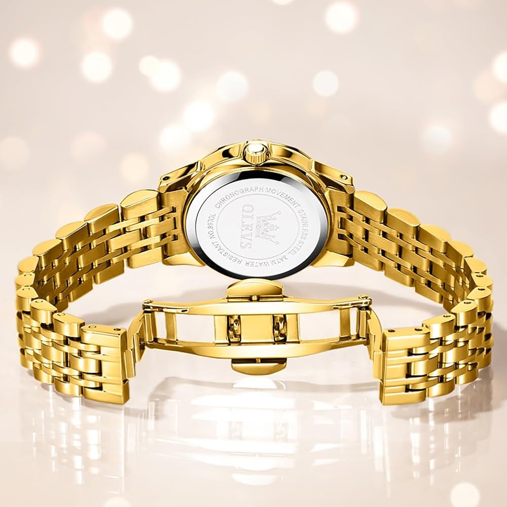 OLEVS Women's Quartz Watch Classic Dial Stainless Steel Band Waterproof Luminous Business Watch