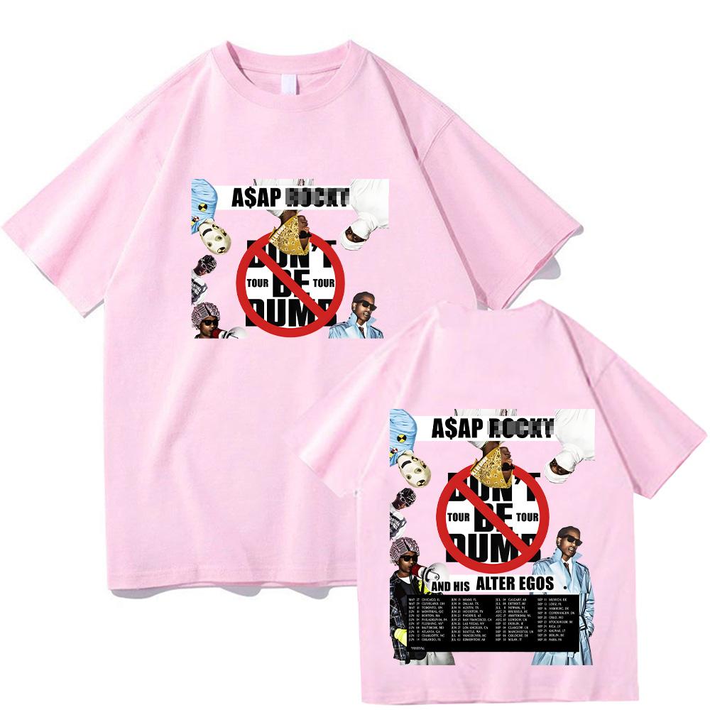

Asap Don’t Be Dumb Tour 2026 Футболки З Коротким Рукавом Круглий Виріз Бавовняний Одяг Харадзюку Унісекс Хіп-Хоп Футболка XXL рожевий