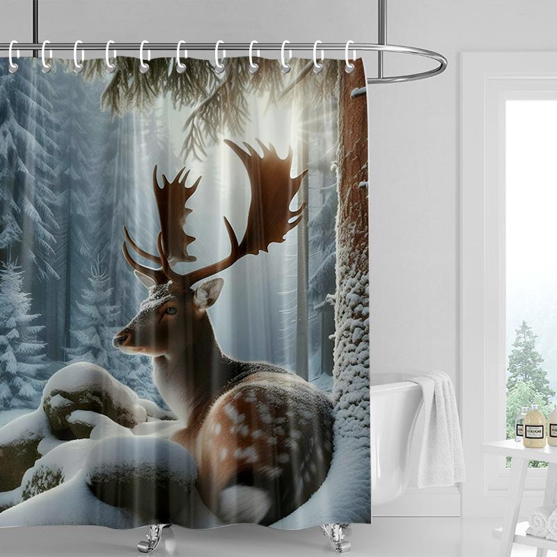 

Украшение дома шторки для душа для ванной водонепроницаемая шторная ткань Современный скандинавский стиль Гостиная С Рождеством зимний 90x180cm