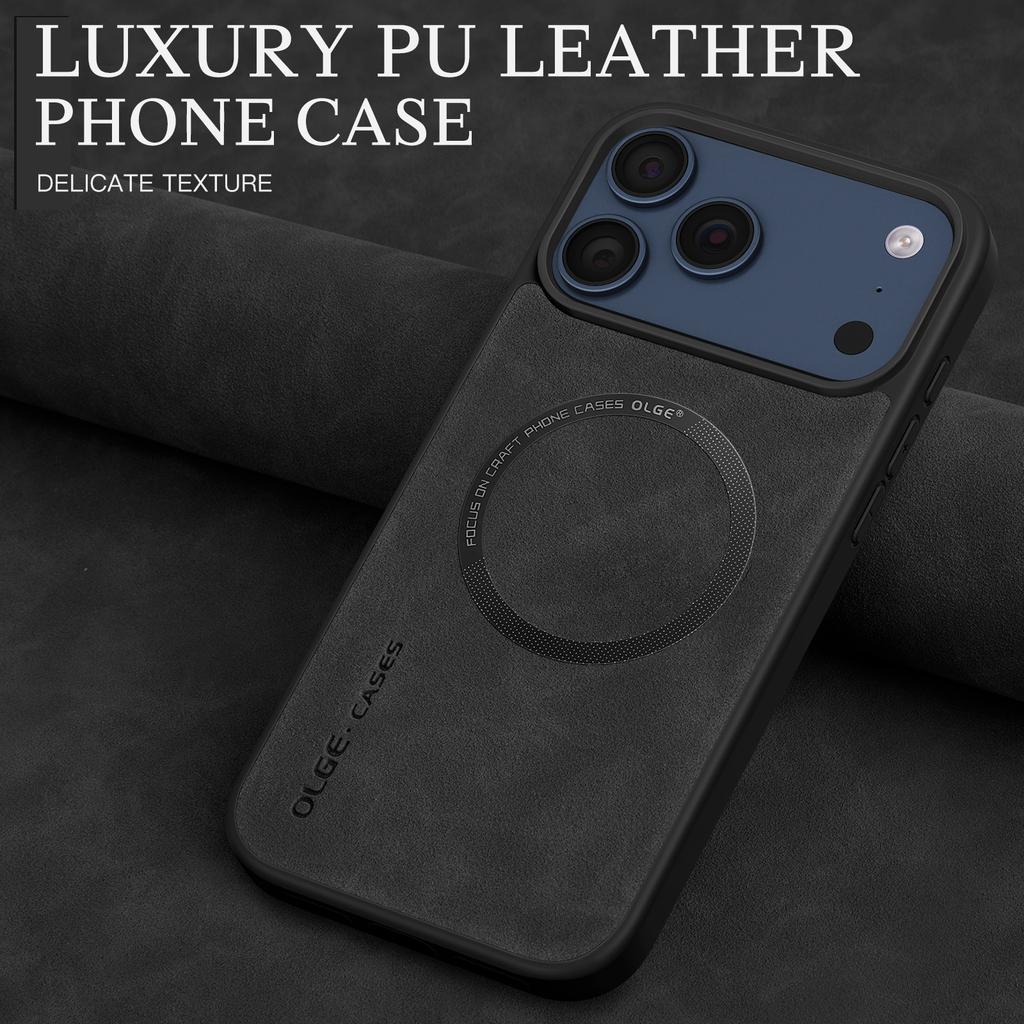 Suede Leather For Magsafe Magnetic Case For iPhone 17 Air 16 15 14 13 12 11 Pro Max Wireless Charge Matte Skin Protective Cover