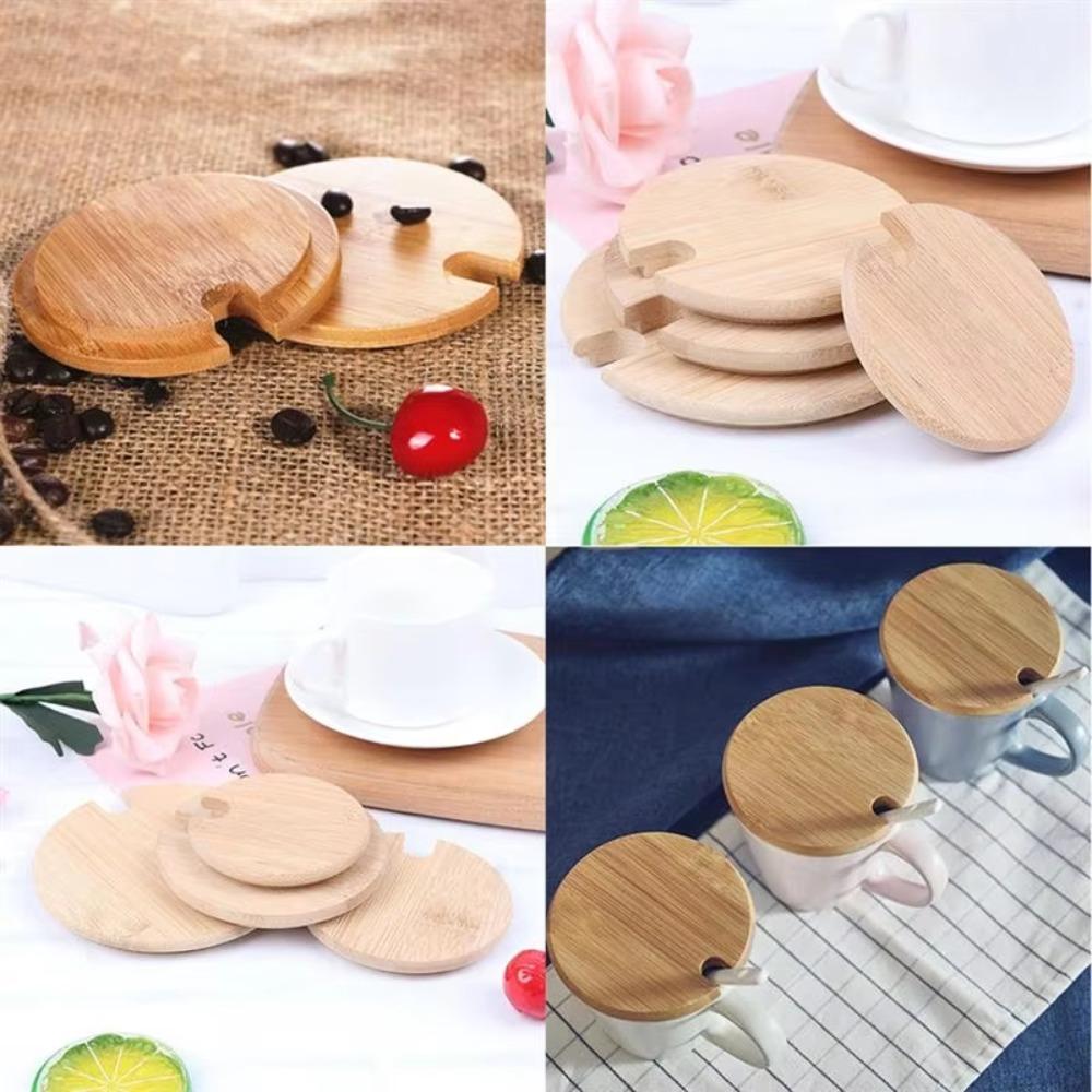 4Pcs Sealed Cup Lids Bamboo Mason Jar Caps Environment Friendly Can Mug Cover  for Bottle