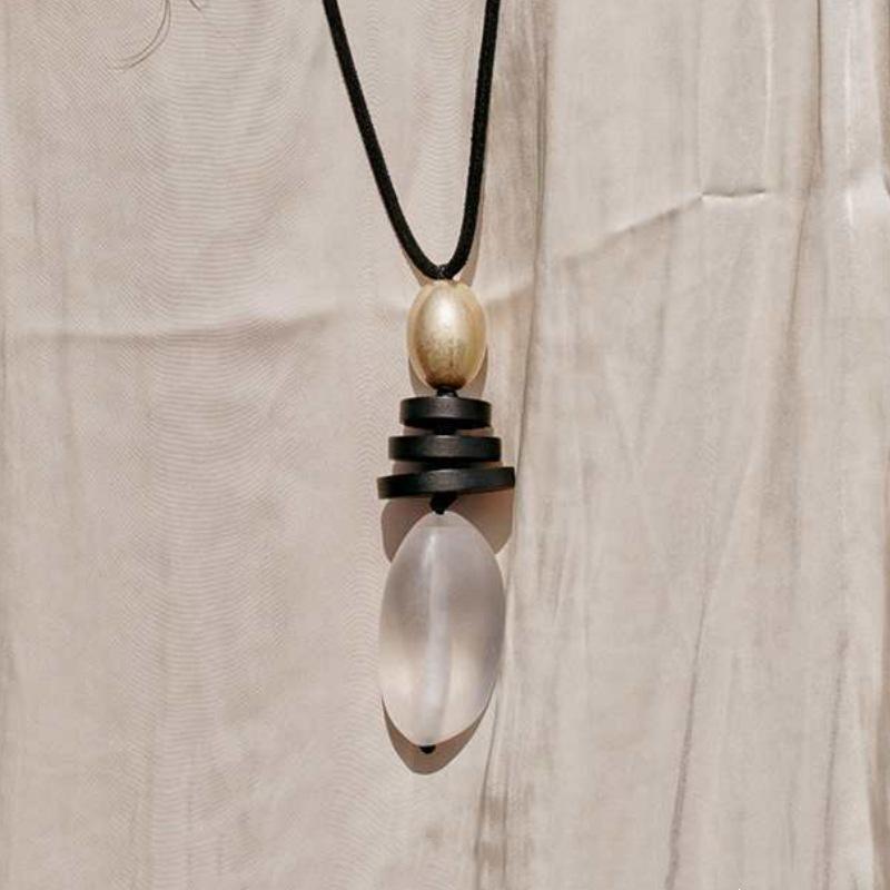 Statement Fashion Metallic Resin Wooden Long Pendant Necklace For Women Creative New Black Sweater Chain
