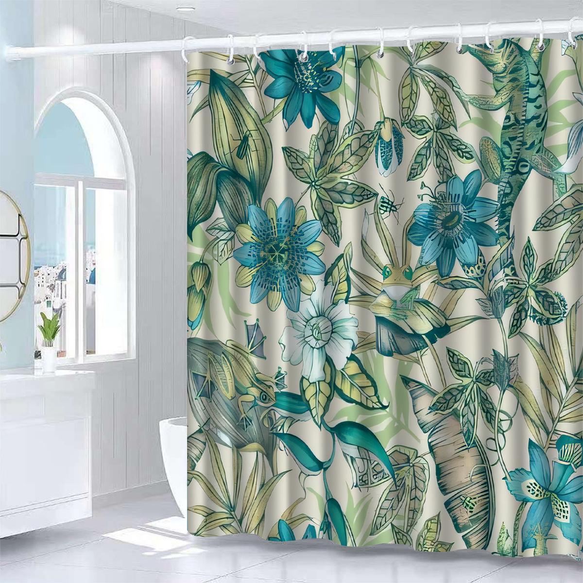 

1Pc Green Leaf Shower Curtain Bathroom Decor With Artistic Tropical Leaf Pattern, Shower Curtain For Bathrooms W60H190(CM)-1 Pcs