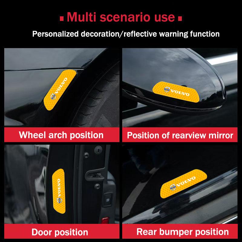 4 Piezas Pegatinas Reflectantes de Advertencia de Seguridad para Puerta de Coche Calcomanías Decorativas Para Volvo Rdesign XC60 XC40 V60 V40 EX30 XC90 S60 V50 S90