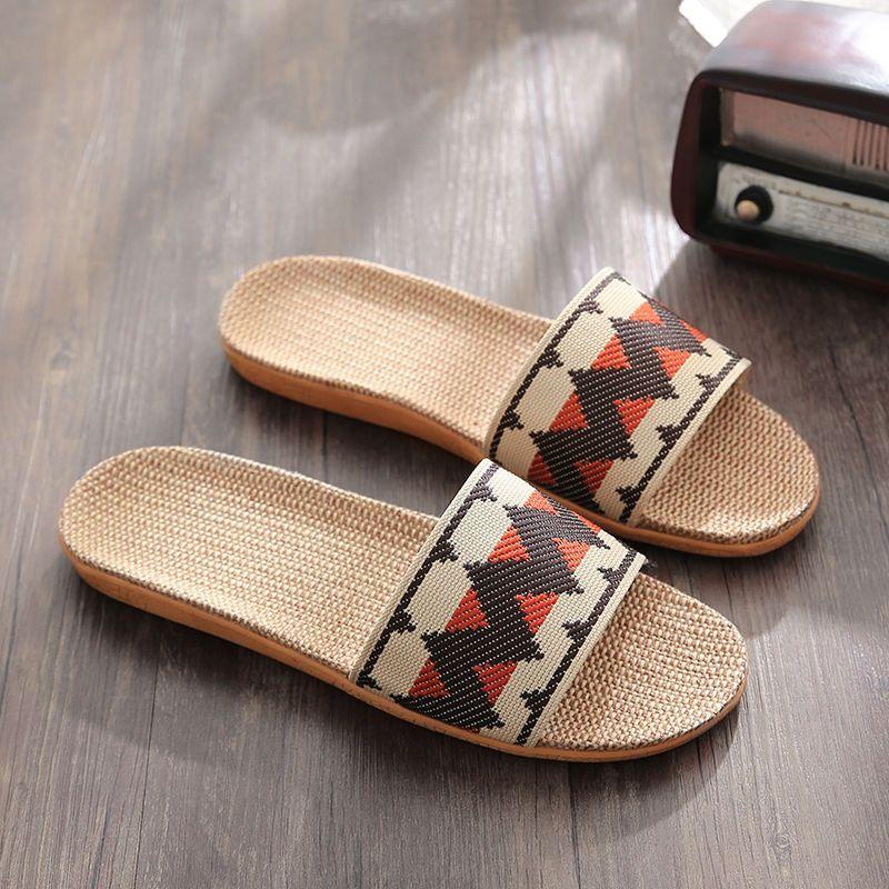 Summer linen slippers women's home couple home indoor non-slip soft bottom household cotton and linen cool slippers men