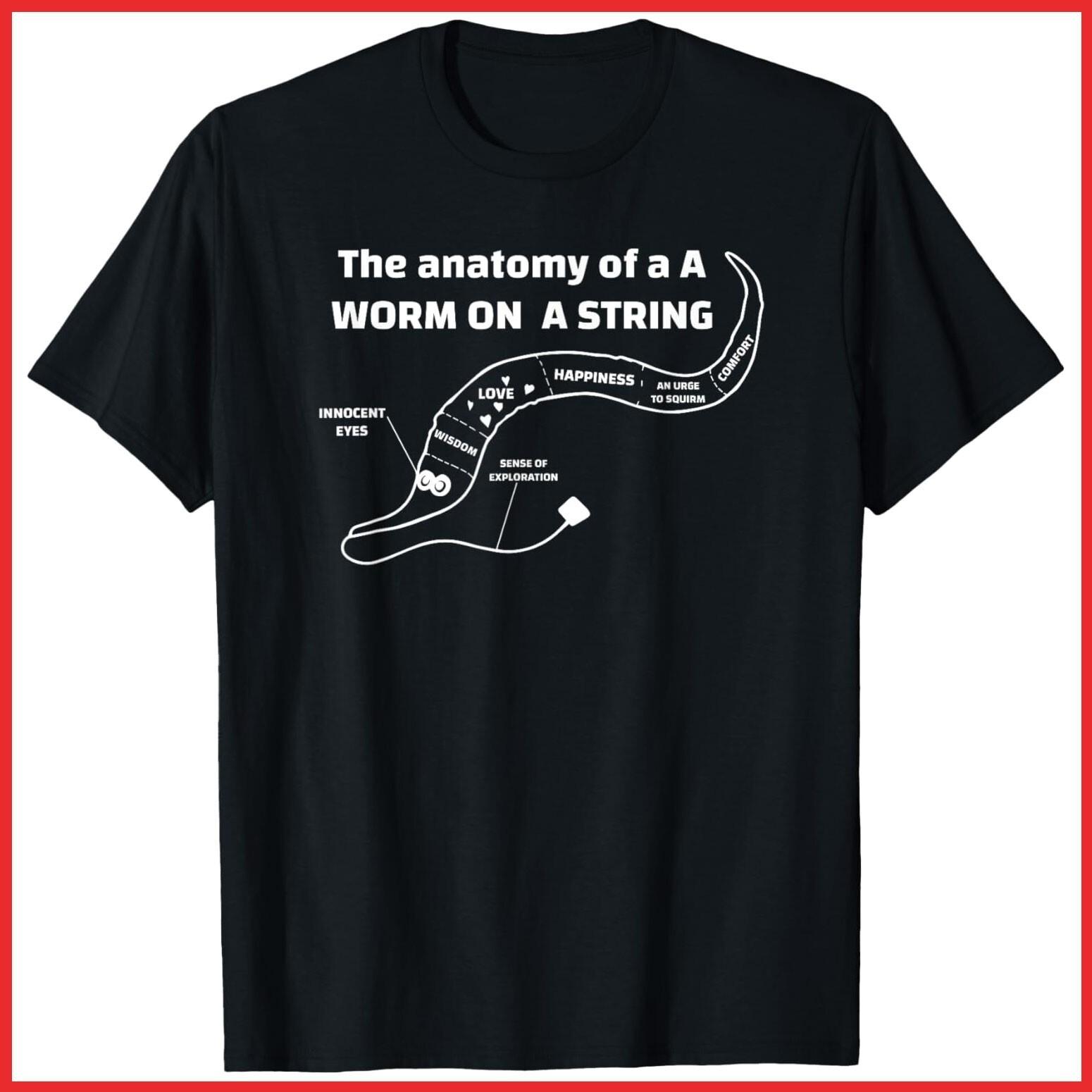Worm On A String Anatomy Funny Meme Magic Worm Toy Black Cotton T-Shirt S-5XL L