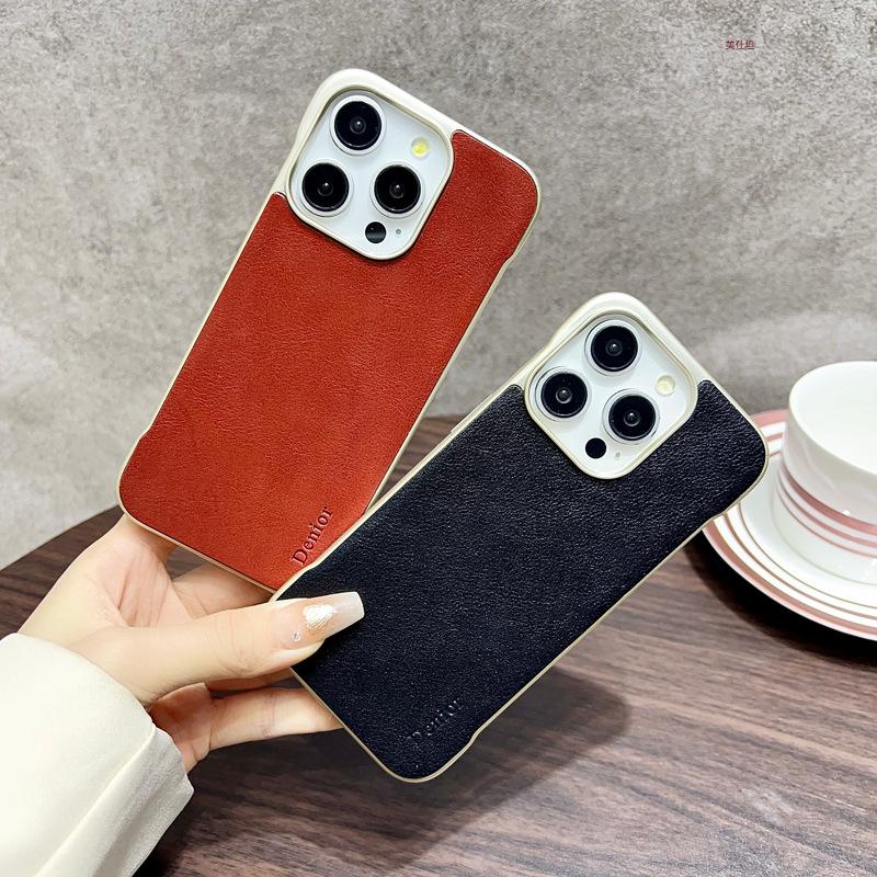 Applicable to Apple 16promax mobile phone case, borderless magnetic suction iPhone15 anti-drop electroplating 14 business cowhide case