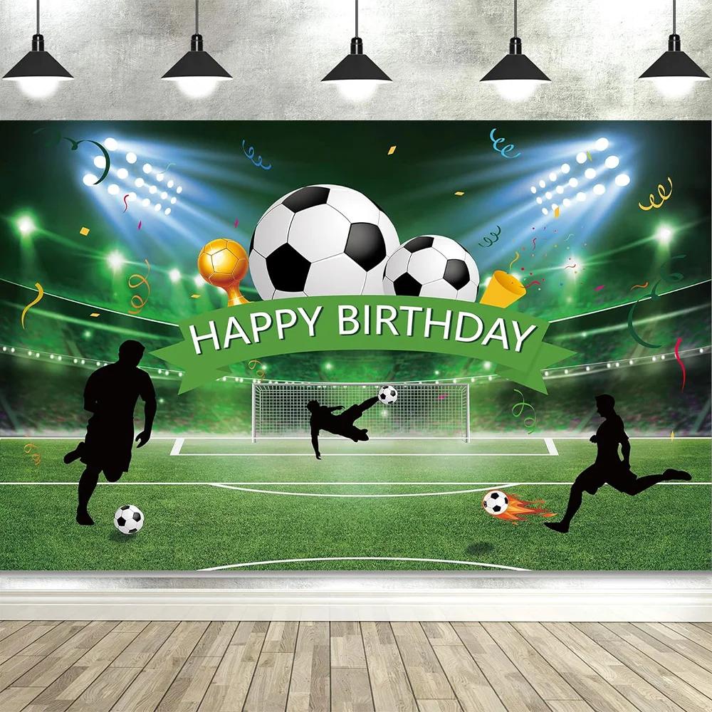Soccer Stadium Birthday Backdrop – Boys' Party Decoration, Perfect For Cake Table Photo Background & Banner Props-Tapestry