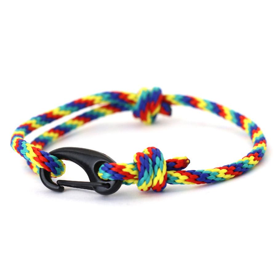 New Handmade Ethnic String Bracelet For Men Marine Fabric Nautical Braslet Black D Buckle Climbing Rope Braclet Beach Pulseria
