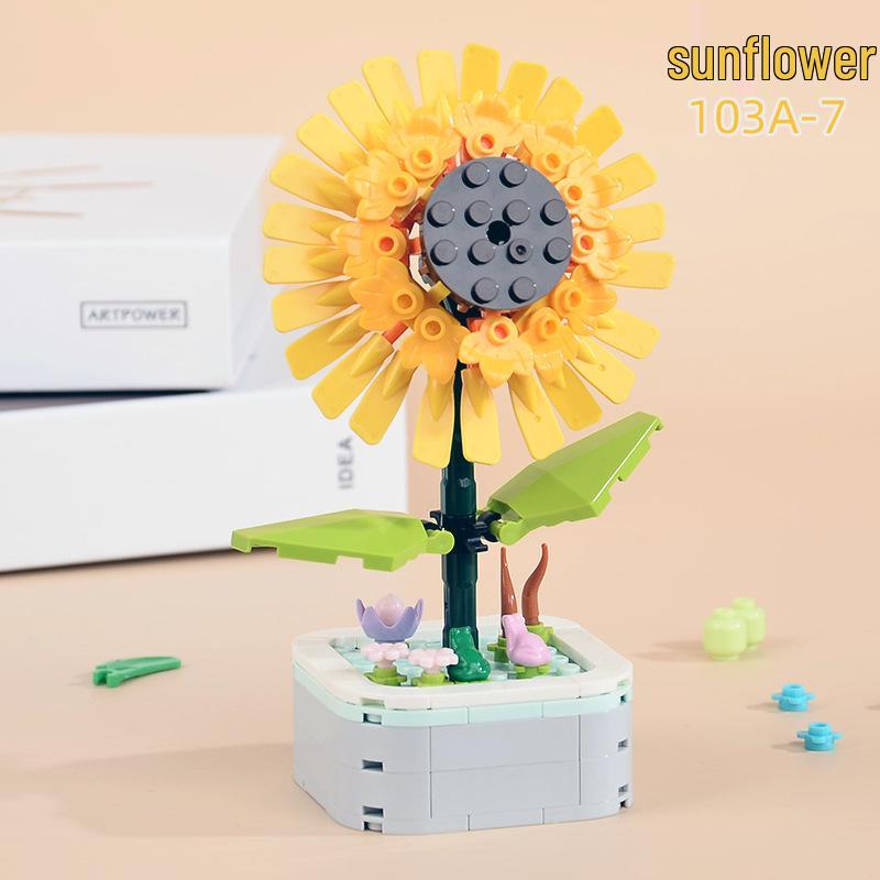 Educational Sunflower & Hibiscus Building Blocks Ornament - Teacher's Day Gift