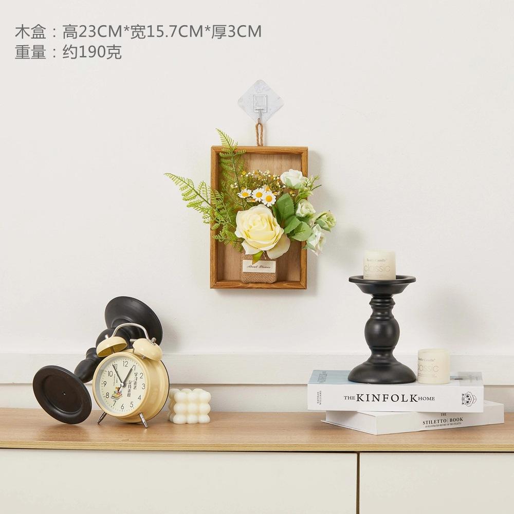 Retro Wall Decoration Pendant Wall Mounted Wooden Flower Box Simulated Flower Pendant Wall Accents Decoration Crafts