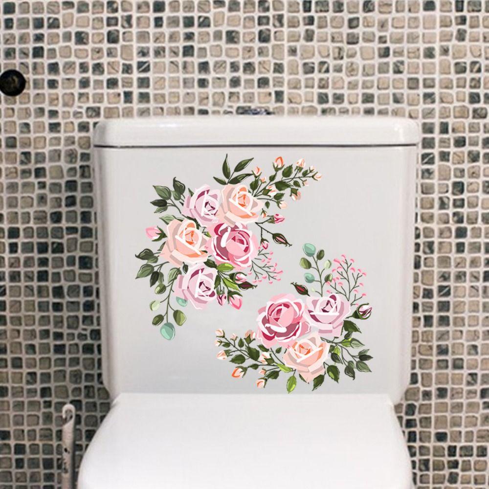 Removable Flower Butterfly Toilet Stickers Mildew-proof Toilet Lid Decals  Cabinet
