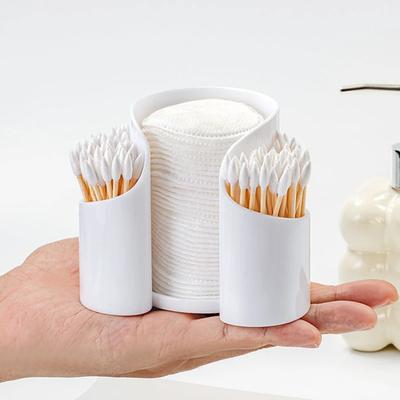 Porta Cotton Fiocc Trasparente Organizer per Cotton Fiocc e Batuffoli di Cotone Contenitore Trasparente per Bagno per Accessori Trucco