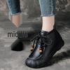 Genuine Leather Platform Ankle Boots, Women's Vintage Fleece-Lined, Wide Fit, Plus Size, Autumn/Winter 2025 Collection.