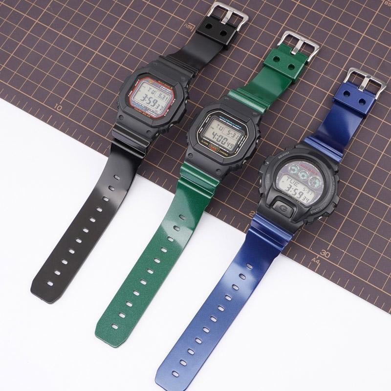 Pryžový sportovní řemínek pro Casio G-SHOCK DW-5600 GA-2100 GW-M5610 DW-6900 16mm Perleťový TPU Muži Ženy Náhradní náramek Řemínek na hodinky