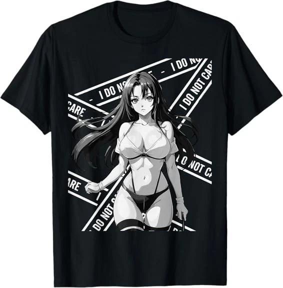 LIMITED Sexy Waifu Otaku Anime Girl Japanese in Black and White T-Shirt S-3XL M