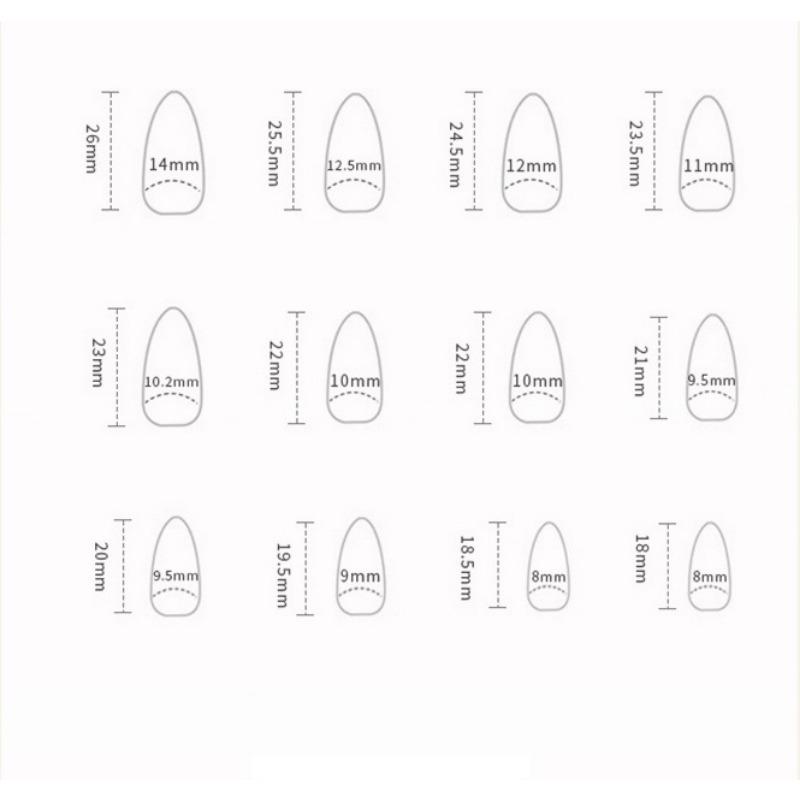 24pcs Almond False Nails French Crystal Fake Nails Full Cover Press On Nails Detachable Nail Tips Nail Art
