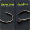 500 Pieces PTFE Coated High Carbon Stainless Steel Micro Barbed Fish Hook With Eye 8033 Fishing Accessories