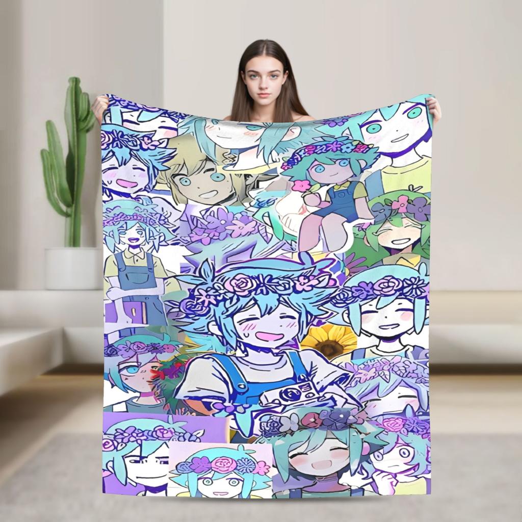 Anime Basil Omori Game Blanket  Warm Novelty Plush Throw Blanket For Home Decor Picnic Flannel Bedspread Bed Cover