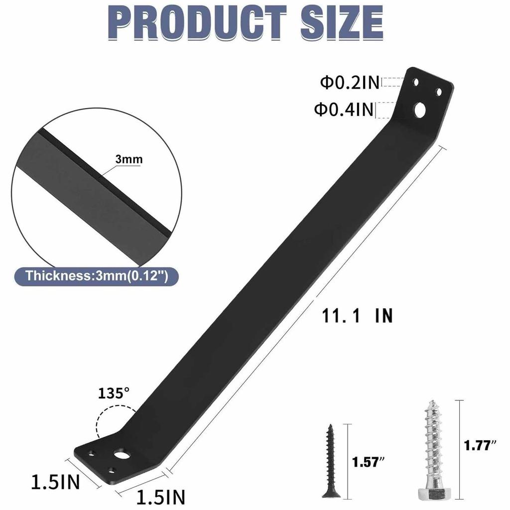 Pavilion Reinforcement Angle with 45-Degree Support Rods, Heavy-Duty Metal Corner for Outdoor Wooden Frames