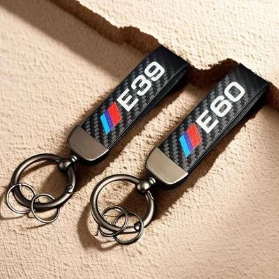 1 pz portachiavi in fibra di carbonio stile auto microfibra pelle portachiavi per portachiavi per E46 E90 E39 E60 E36 (Nero)