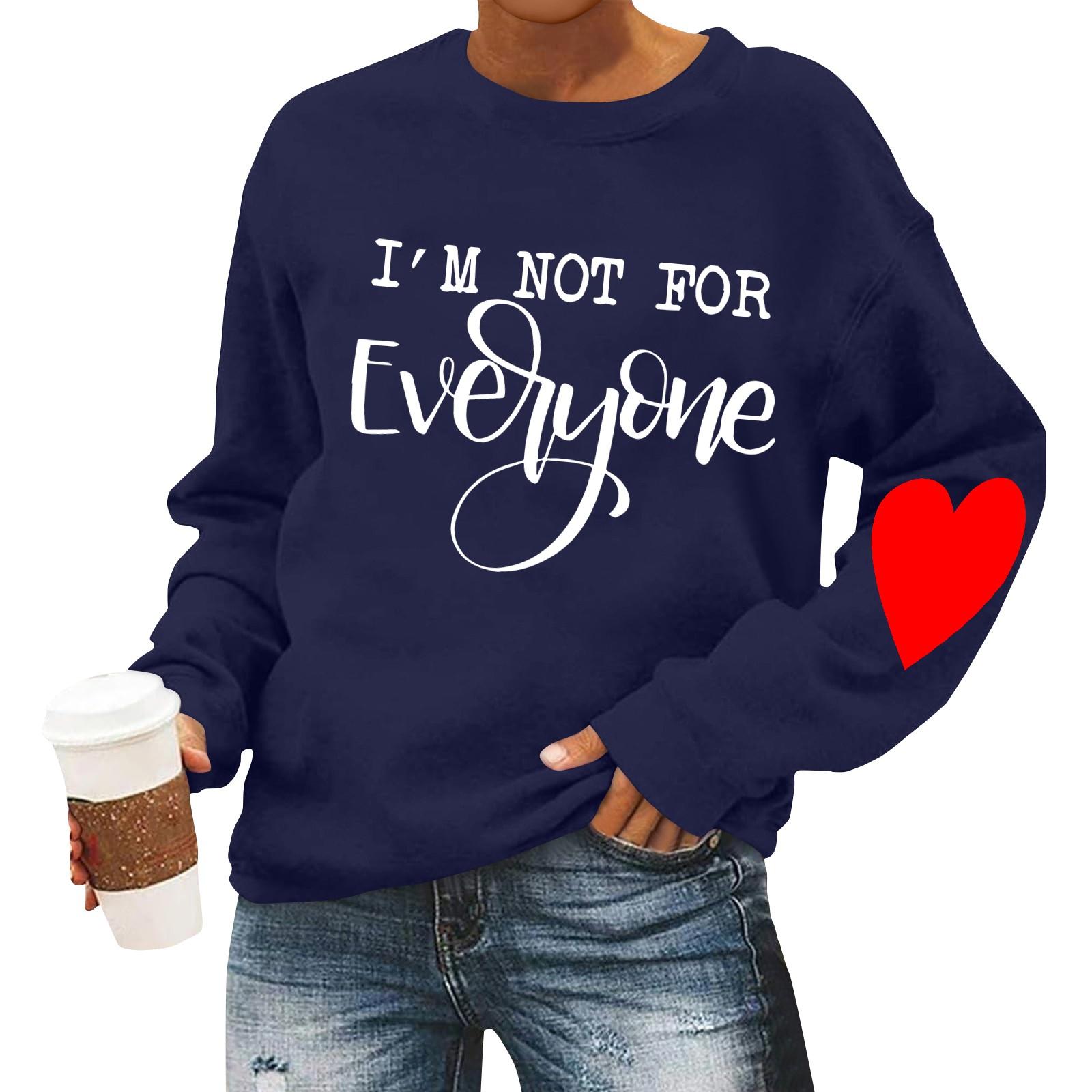 

Женская повседневная мода ко Дню святого Валентина с принтом, длинным рукавом, круглым вырезом, толстовки, пуловеры, топы M тёмно-синий