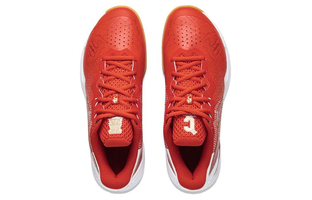 Li Ning Textile, Synthetic Leather Cushioning Slip Resistant Low Top Badminton Shoes Unisex Red AYZU011-1