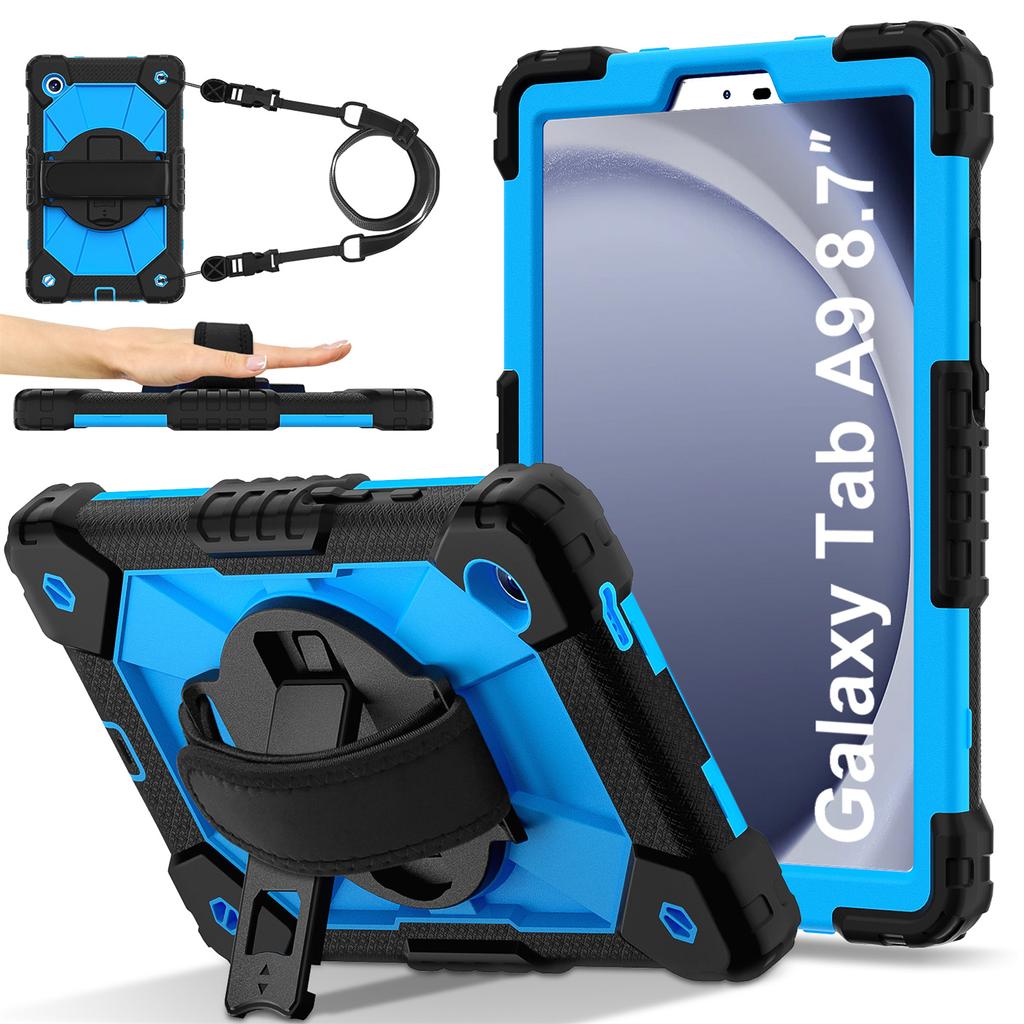 Para Samsung Galaxy Tab A9 Samsung Galaxy Tab A9+ Alça de ombro Design 360° Rotação Suporte de proteção resistente Anti-knock Capa à prova de choque