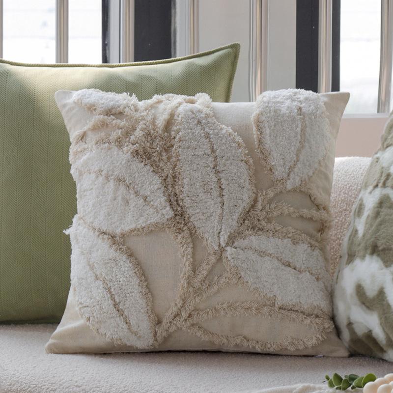 Modern Simple Green Cushion Pillow Sofa Cushion French Jacquard Model Room Decorative Cushion with Core