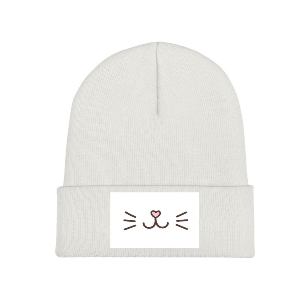 Süße Katzengesicht-Strickmützen, Damen, Unisex, Skullies-Mützen, Wintermütze, Polyester, Kitty, Feline, Kätzchen, Hip-Hop-Kappen