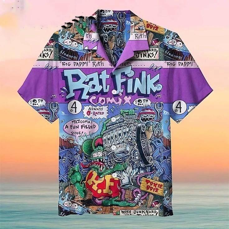 Rat Fink Rattail Hot Rod Hawaiian Shirt Unisex T-Shirt XXL