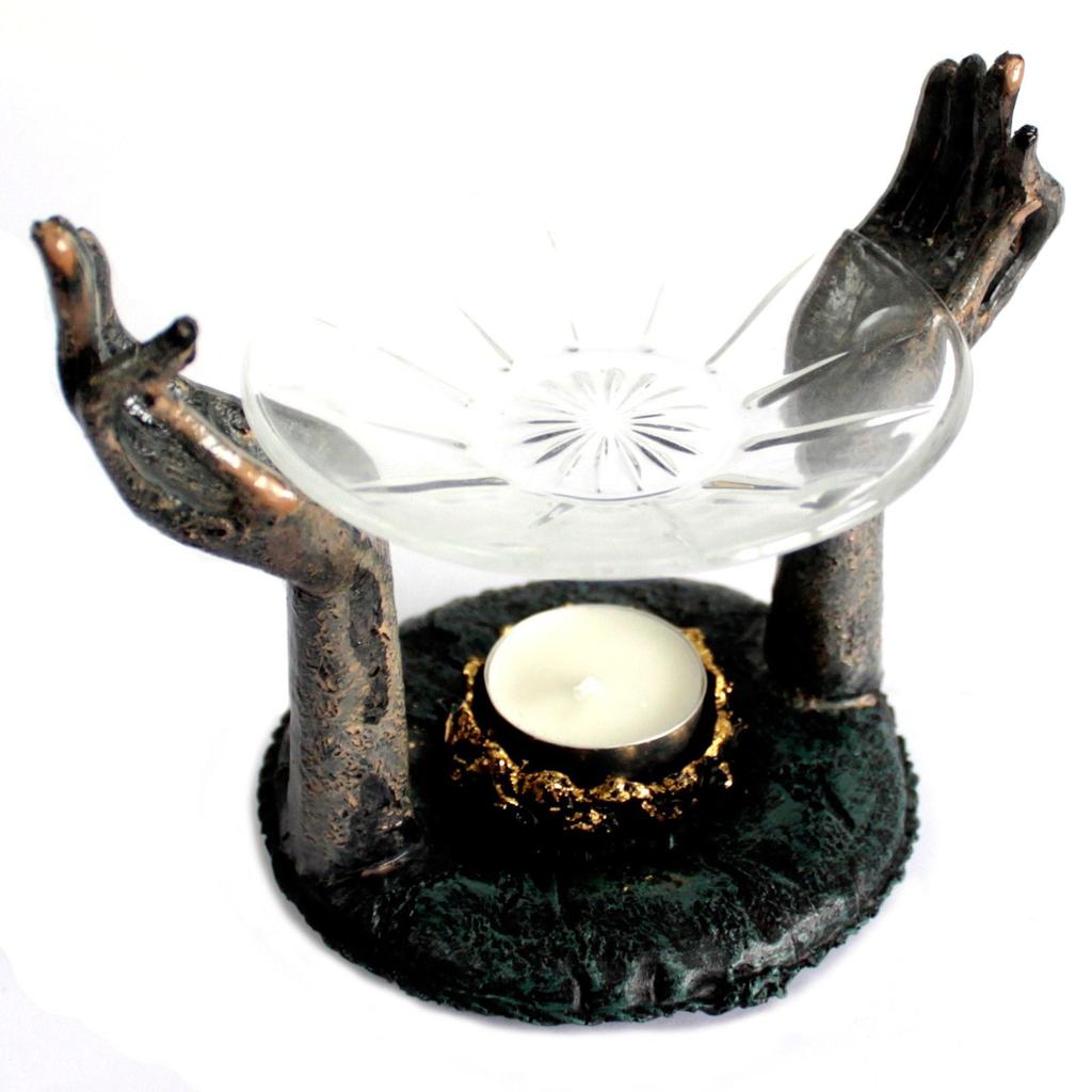 Oil Burner Buddha Om Hands Antique