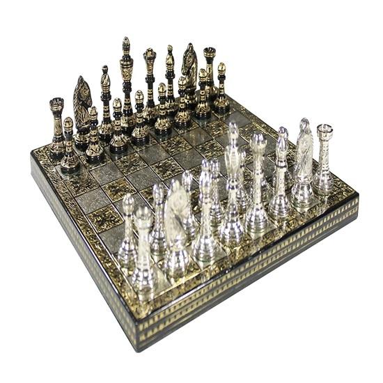 Brass Chess Game Board Set With Brass Chess Pieces Chessman Coins Pawns, for adult Christmas Fathers Mothers Gift for Him Her Birthday Gift