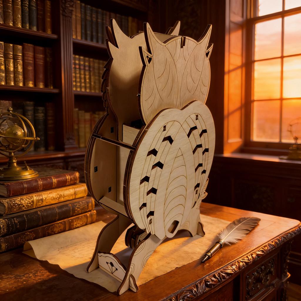 3D Wooden Puzzle Owl Clock DIY Wooden Model Ideal as a Birth Date Spooky Holiday Easter Xmas or Latest Year Present