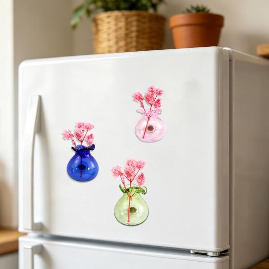 Mini Vase Refrigerator Magnet, Miniature Flower Vase Fridge Magnet, Plants Not Included, Cute Tiny Vase Magnet for Whiteboard Locker Office Kitchen