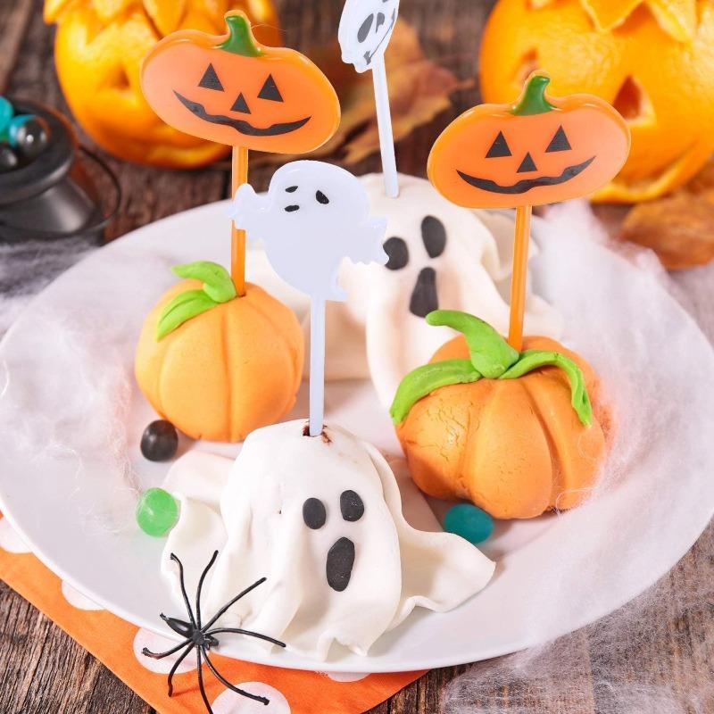 10pcs/set Cartoon Children Cake Dessert Pick Toothpick Lunch Pick Halloween Fruit Fork Food Fork Bento Lunches Party Decoration