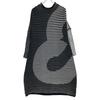 ISSEY MIYAKE Black IM23KH279MEANDER KNIT Wool Blend Border Dress dress 2 Gray / blackUsed