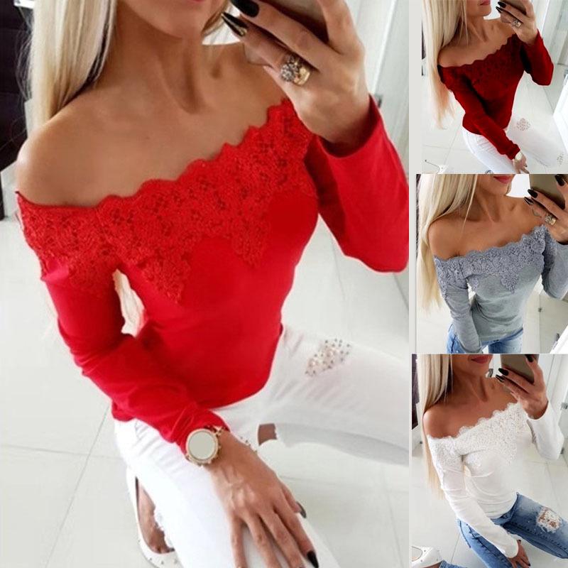 2024 One-Shoulder Lace Slim Fit Long Sleeve T-Shirt