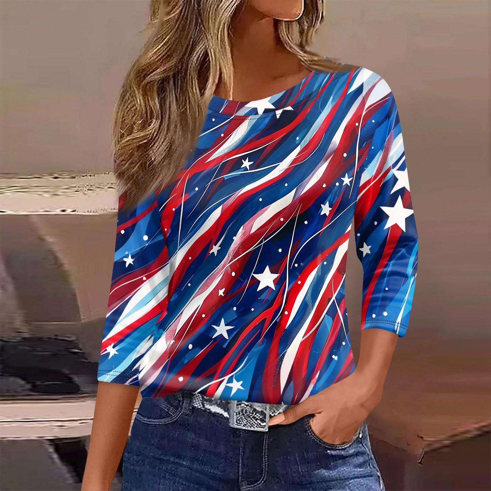 

Женская футболка с принтом, рукав 3/4, повседневная мода, базовый круглый вырез, обычный топ XL