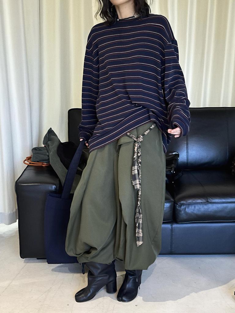 Louvre Spring Retro Korean Stripe Color Block Round Neck Casual Women's T-Shirt