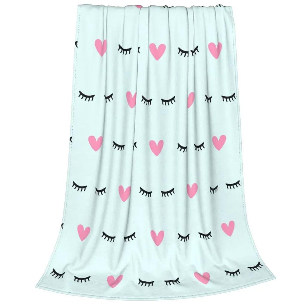 Eyelash Blanket Eyes Pattern Design Plush Throw Blanket, Modern Simple Lovely Flannel Fleece Blanket for Sofa Couch Room Decor