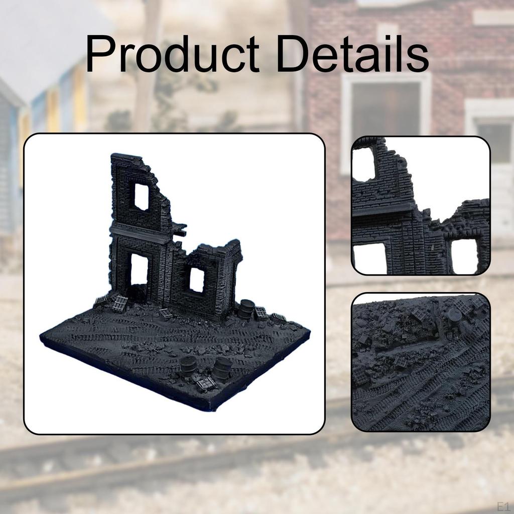 1/72 Wrecked House Model DIY Materials Realistic Base Ornament Micro Landscape Resin Miniature Ruins