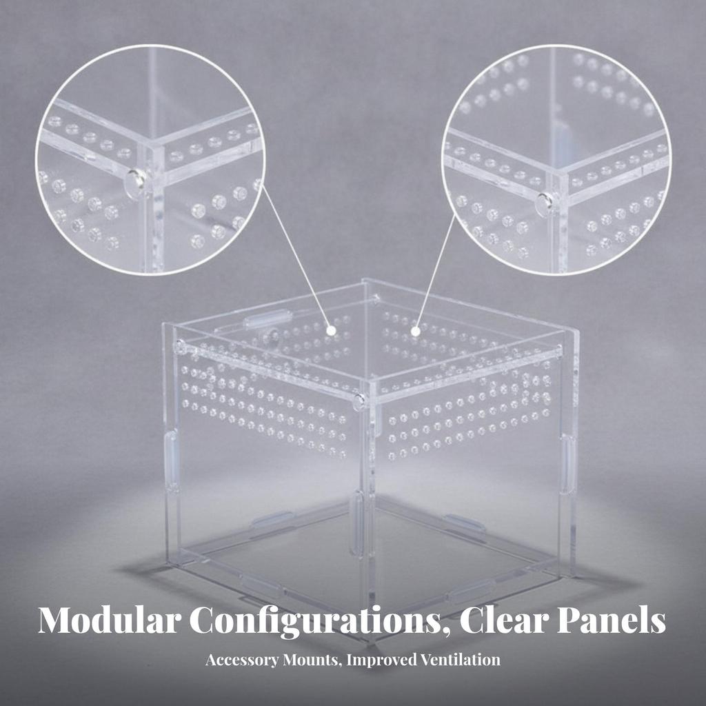 Transparent Acrylic Display Box with Assembled Panels Clear Reptile