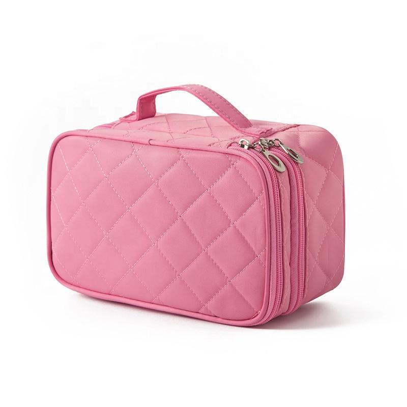 Multifunction Portable Train Double Layer Toiletry Cosmetic Bags Travel Makeup Case for Women