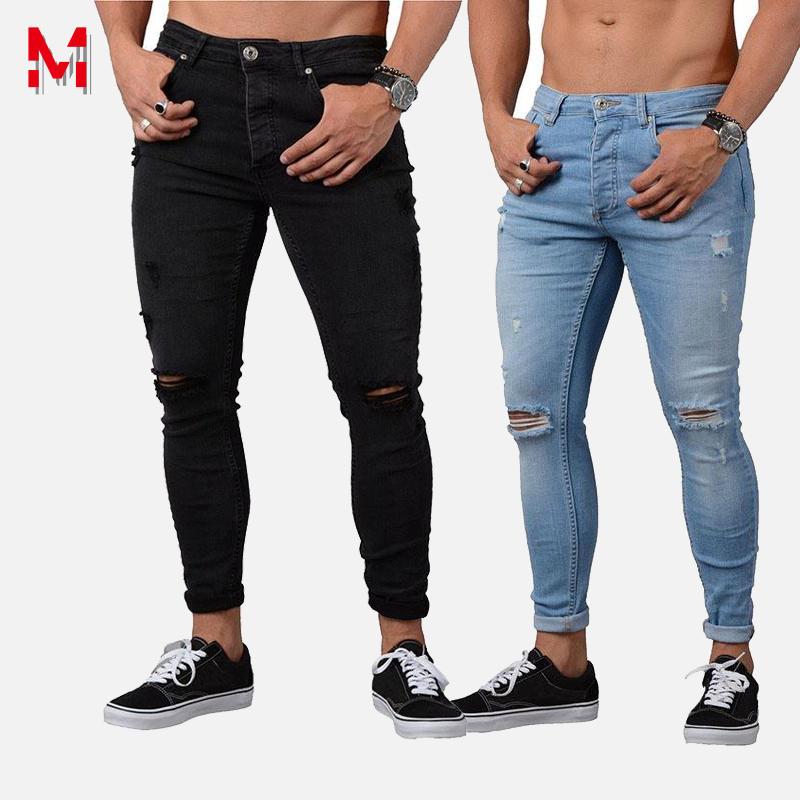 

Мужчины Повседневная растяжка Тощие Джинсы Брюки Тугие Эластичные талии Брюки