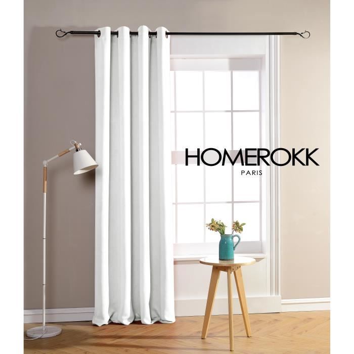 Rideau Opaque - HOMEROKK - 140 x 260cm - 100% Polyester - 8 Œillets - Blanc
