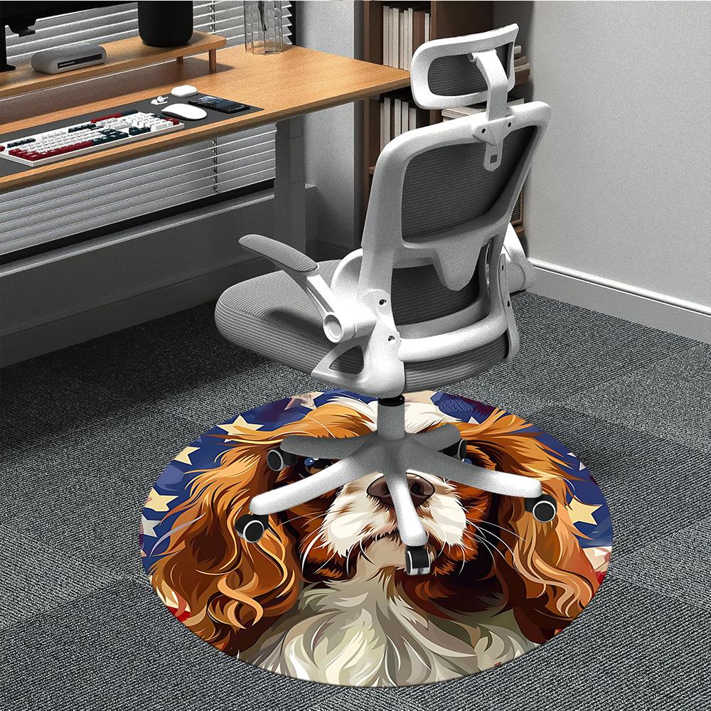 1PC Dog Stars Office Round Area Rug, Mat Suitable For Office, Under Office Chairs Bedroom Living Room Home Decor, Room Deco